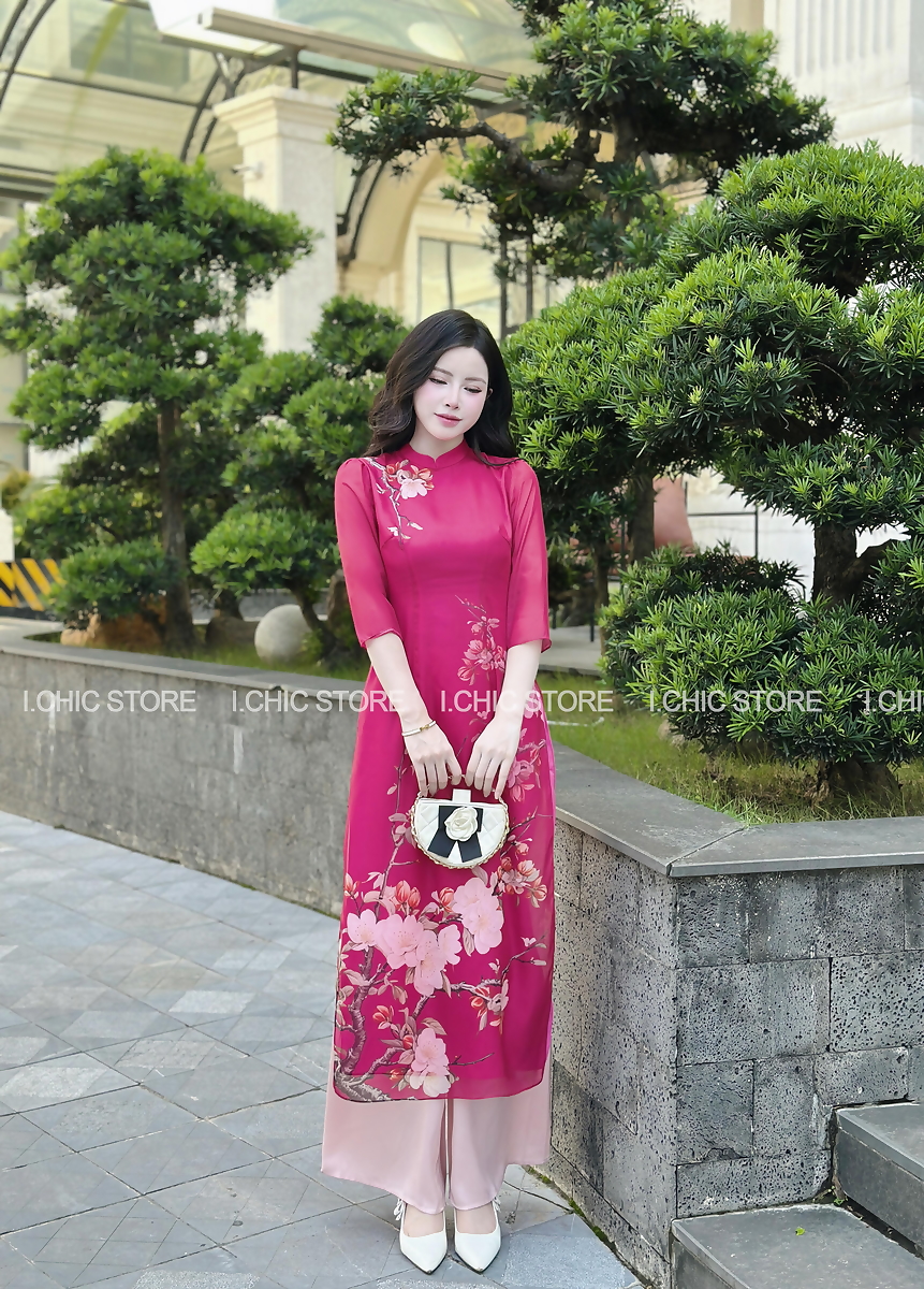  Áo Dài Như Mai Hồng Cẩm